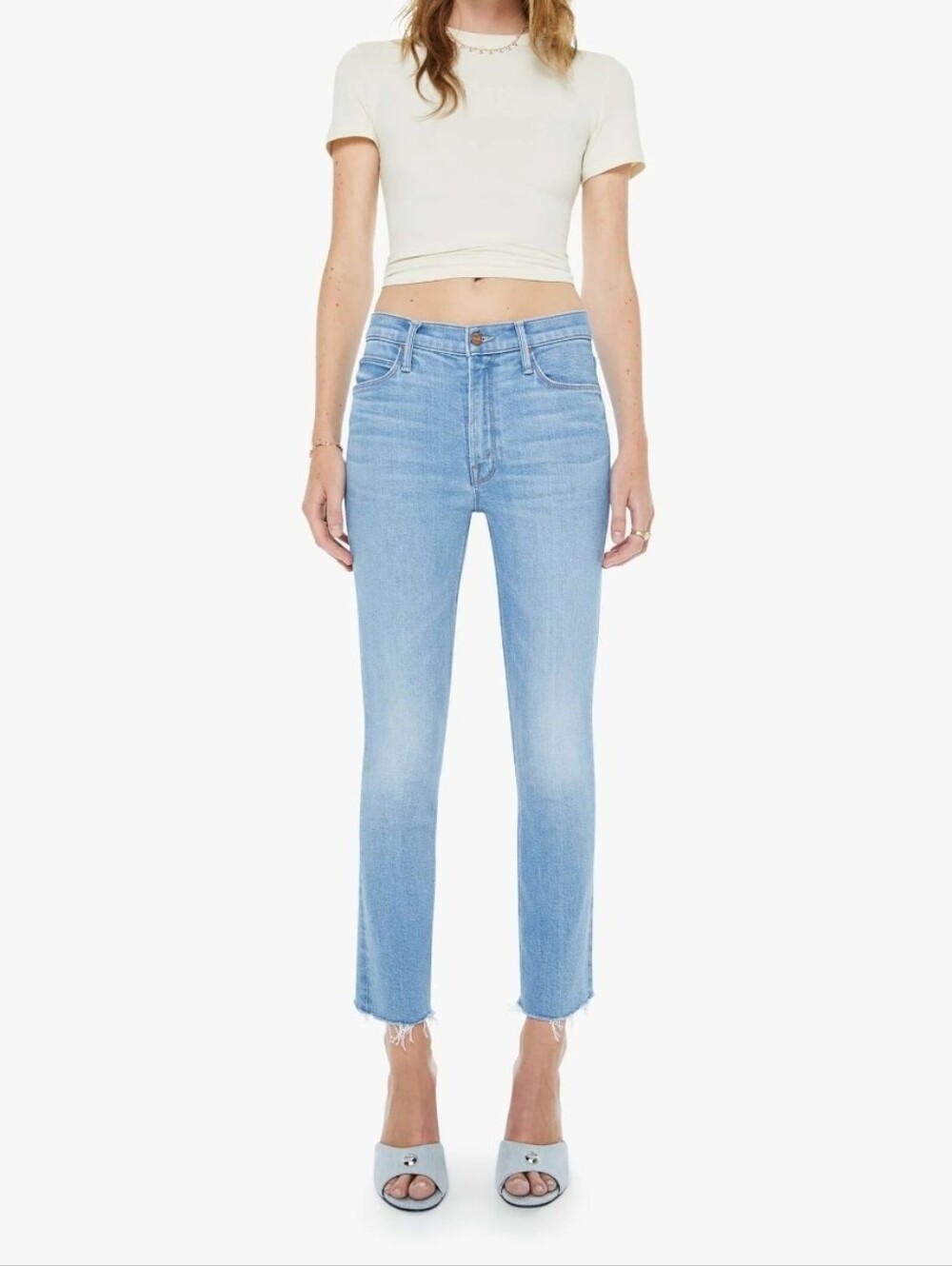 MOTHER The Mid Rise Dazzler Crop Fray Women's Ankle Jeans Size 30 X 25